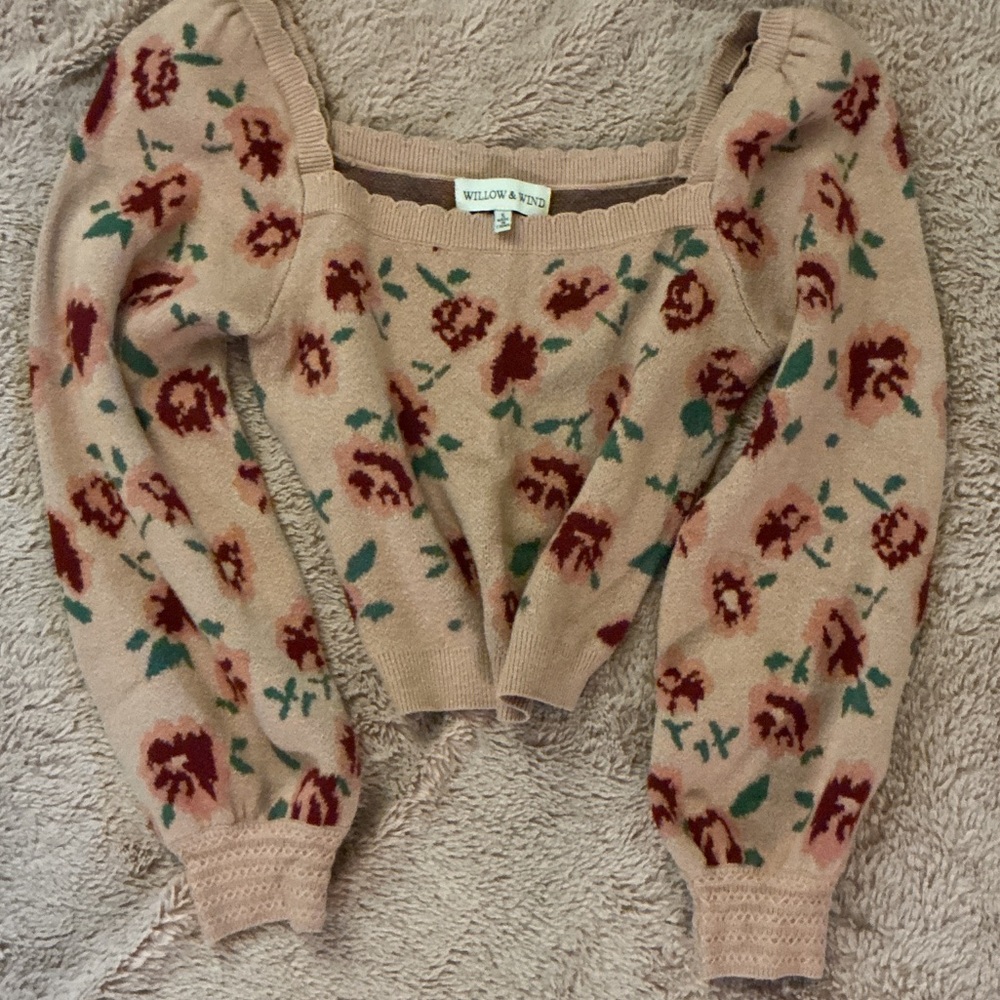Willow & Wind Floral Knit Top Sz. S - Picture 2 of 5